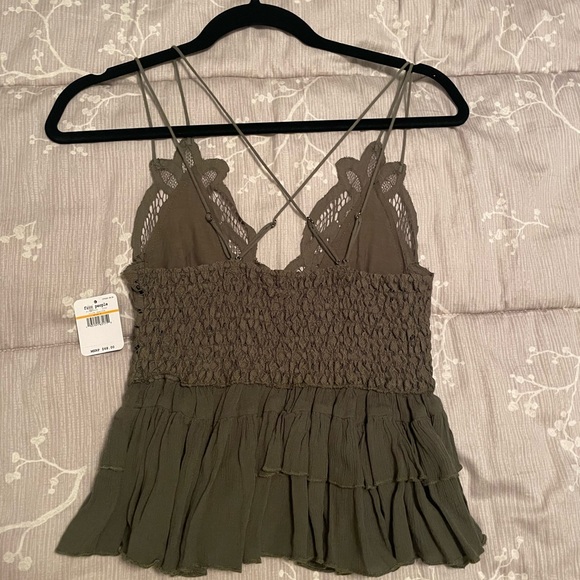 New with tags! Free People Adella Cami Olive Sparrow, Moss - Picture 8 of 8